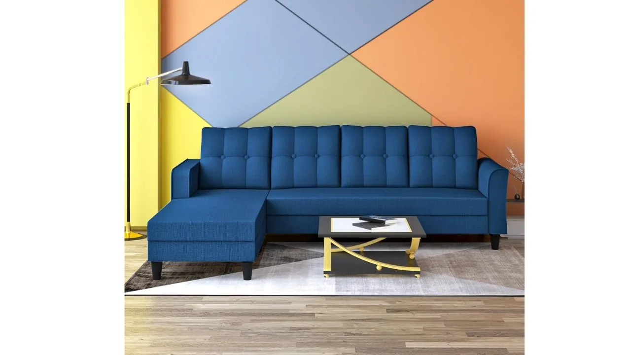 Adorn India Maddox Tufted L Shape Sofa Set