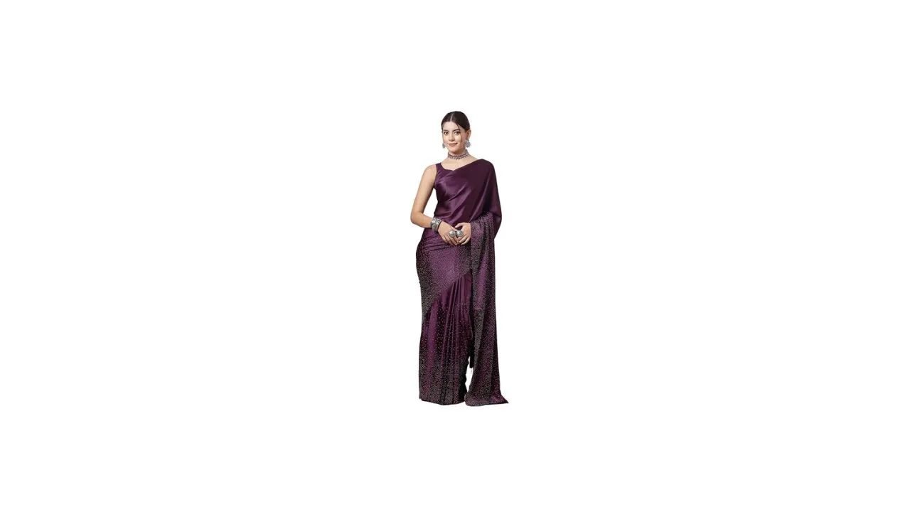 SIRIL Satin Silk Stone Work Saree