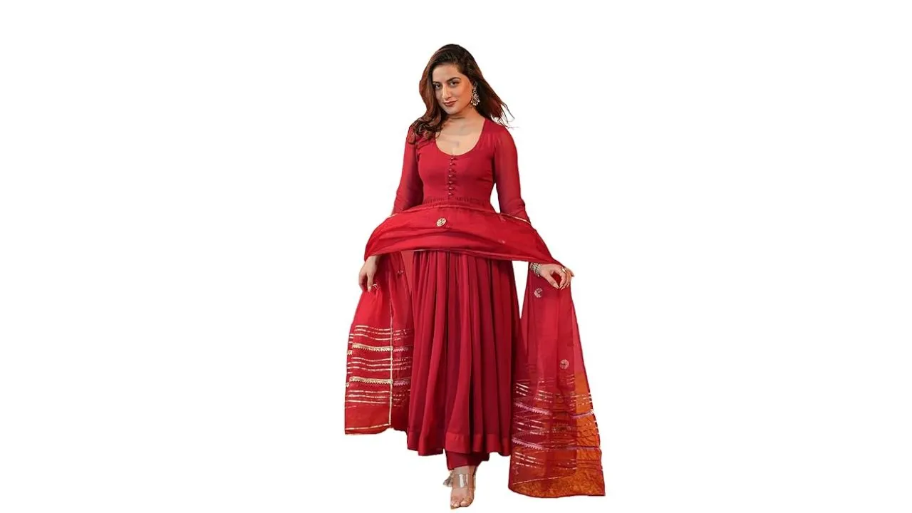 GoSriKi Women's Rayon Blend Anarkali 