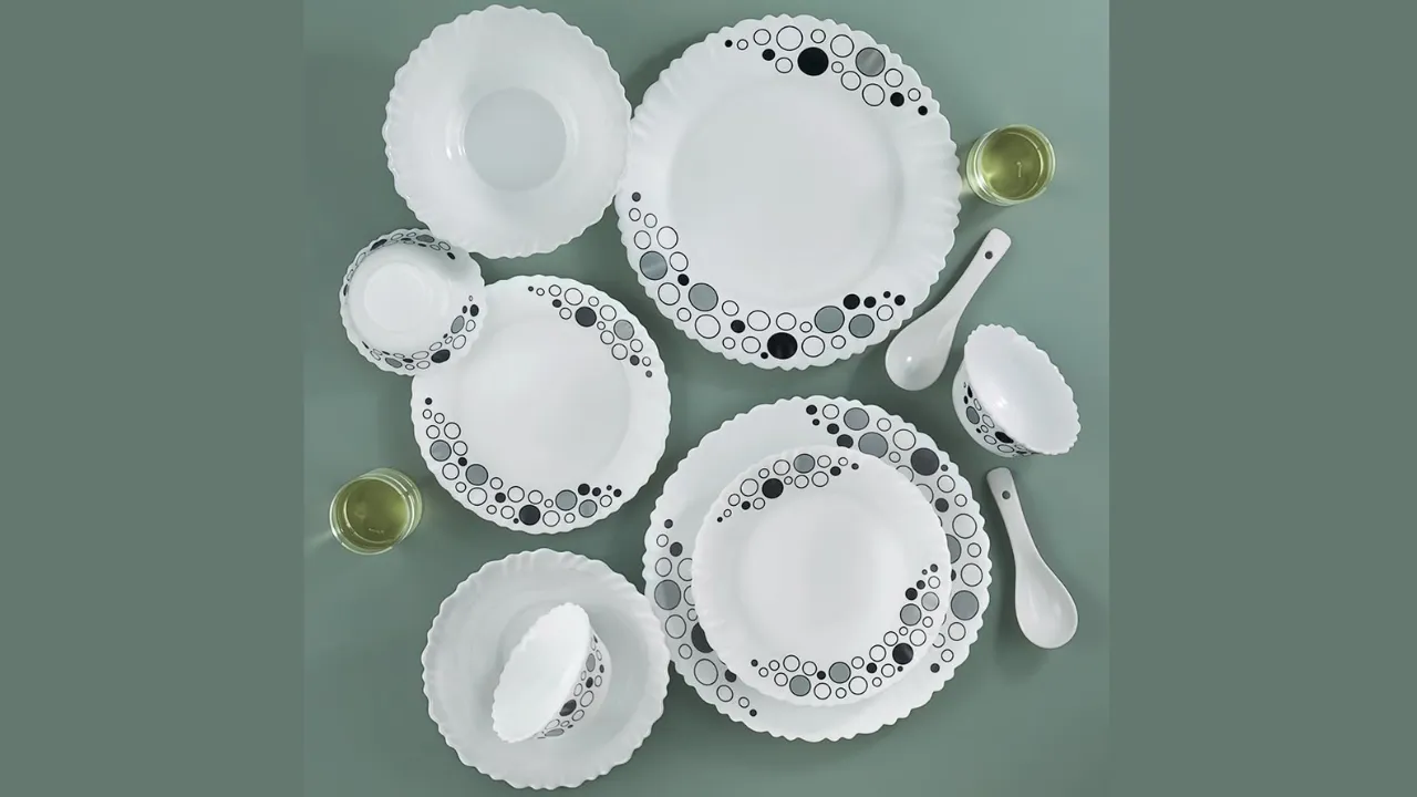 Larah by Borosil Luna Silk Series Opalware Dinner Set 
