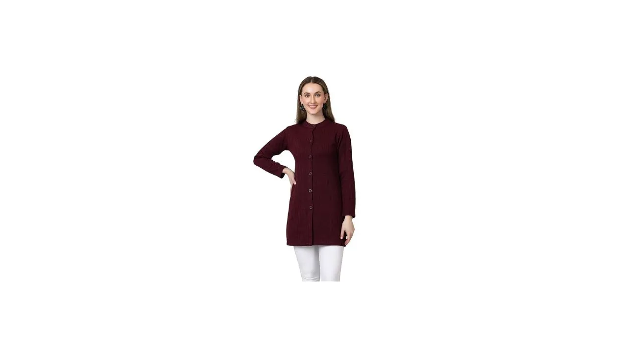HIFZAA Womens Woolen Cardigan Sweater
