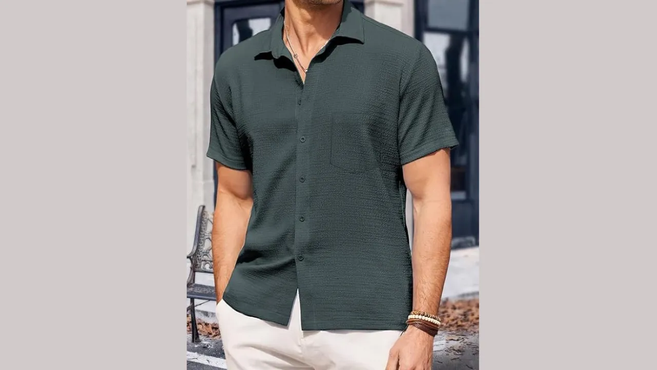 Pinkmint Men's Popcorn Shirt Comfortable Short Sleeve Shirt's 