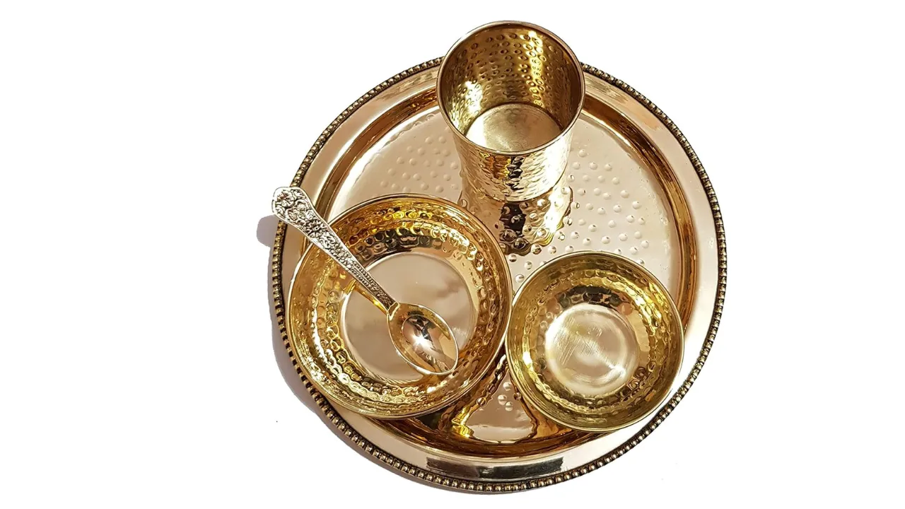Pure Source India Brass Solid Dinner Thali Set