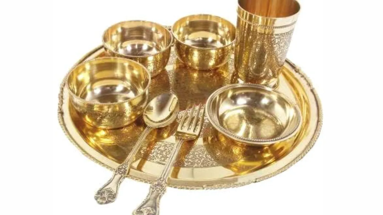 M&V CRAFT PURE Brass Luxury Modern Dinner Set
