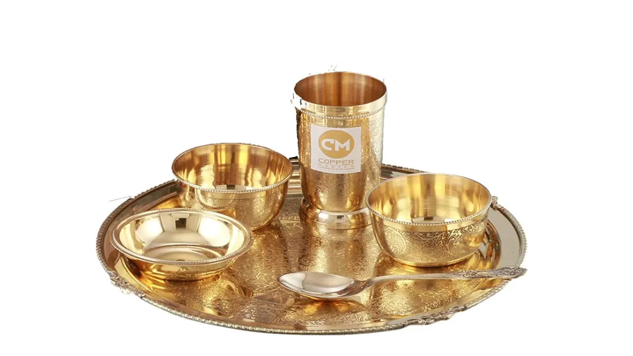 Copper-Master Modern Pure & Heavy Brass Thali Set
