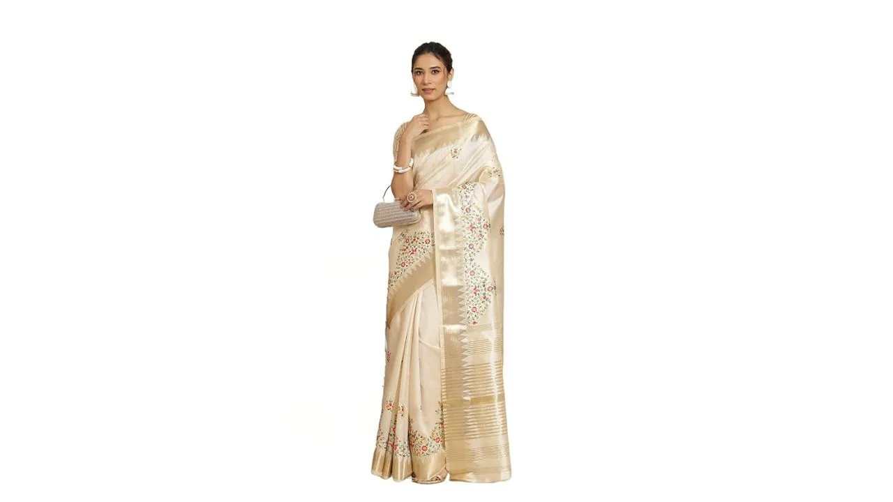 arriva fab Women's Kasavu Saree 