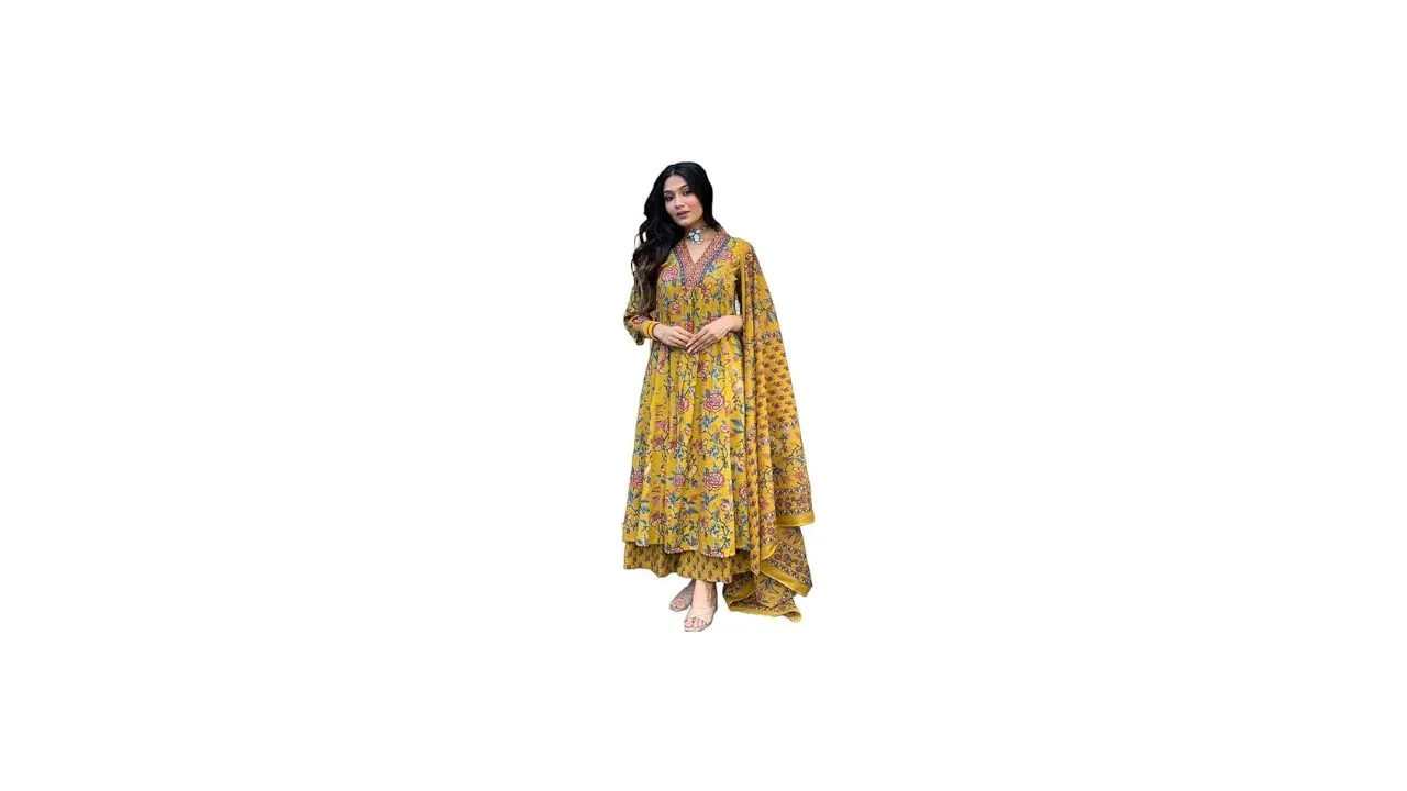 MEERA FAB Women's Kurta with Palazzo & Dupatta