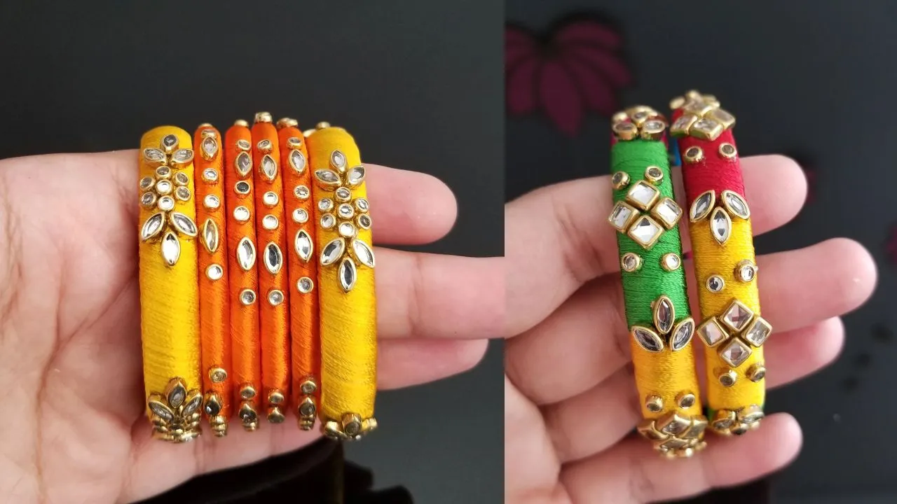 bandhani yellow bangles