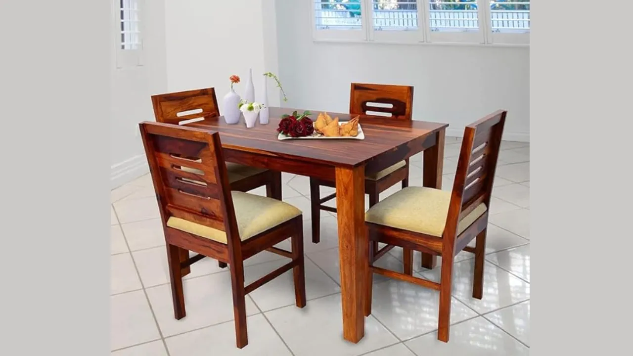 DEV CRAFT Sheesham Wood 4 Seater Dining Table Set 