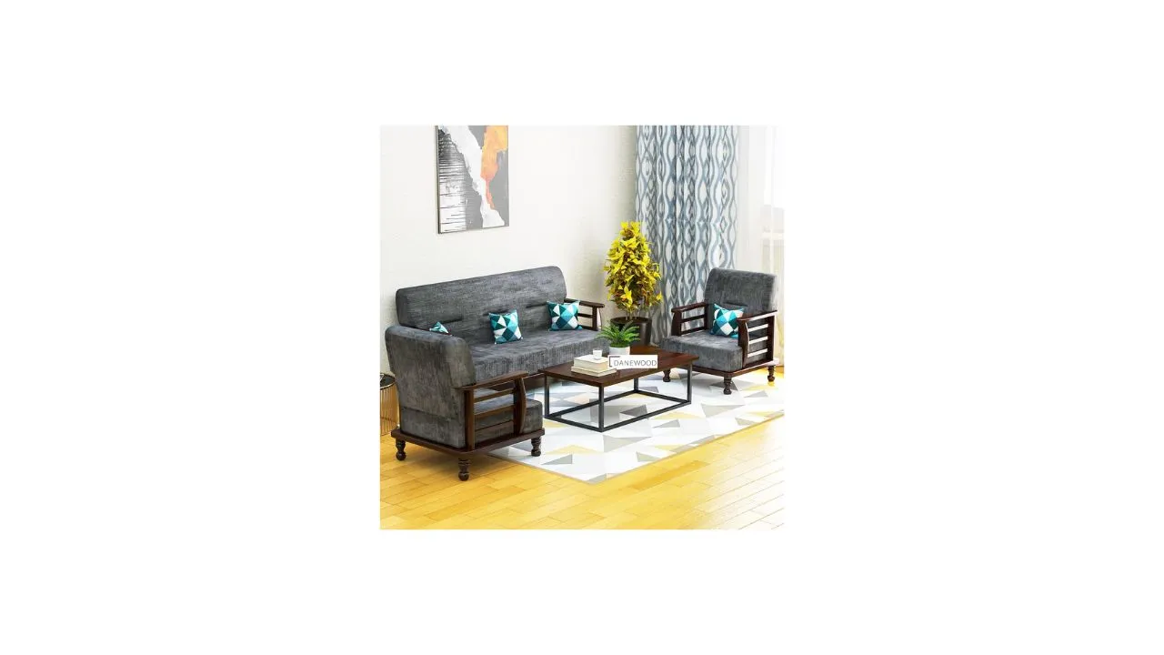 DANEWOOD Wooden 5 Seater Sofa Set