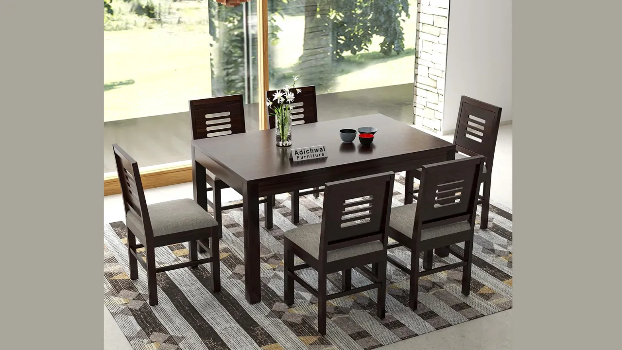 Adichwal Furniture Solid Sheesham Wood 6 Seater Dining Table Set