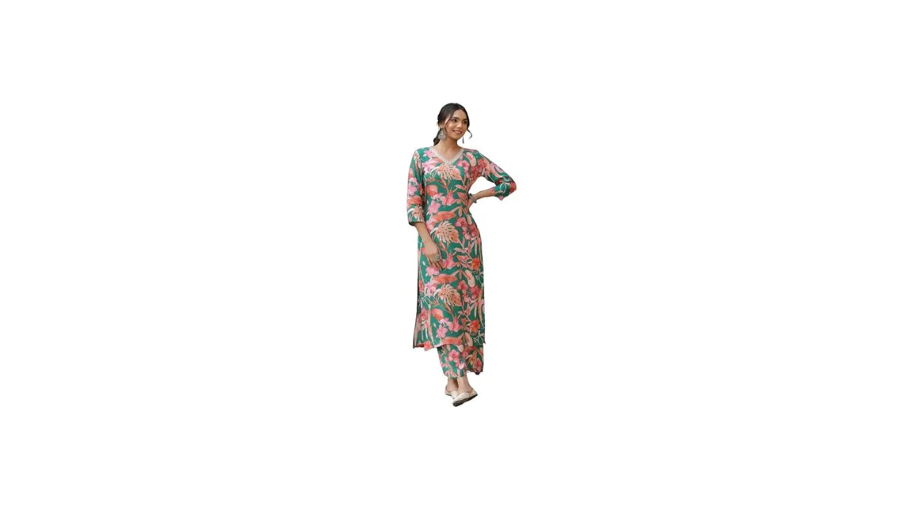 GoSriKi Cotton Blend Kurta With Palazzo