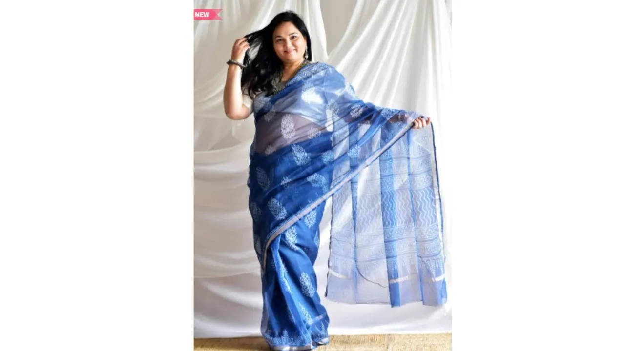 Sundarii Floral Zari Pure Cotton Godavari - Kota Doria Saree