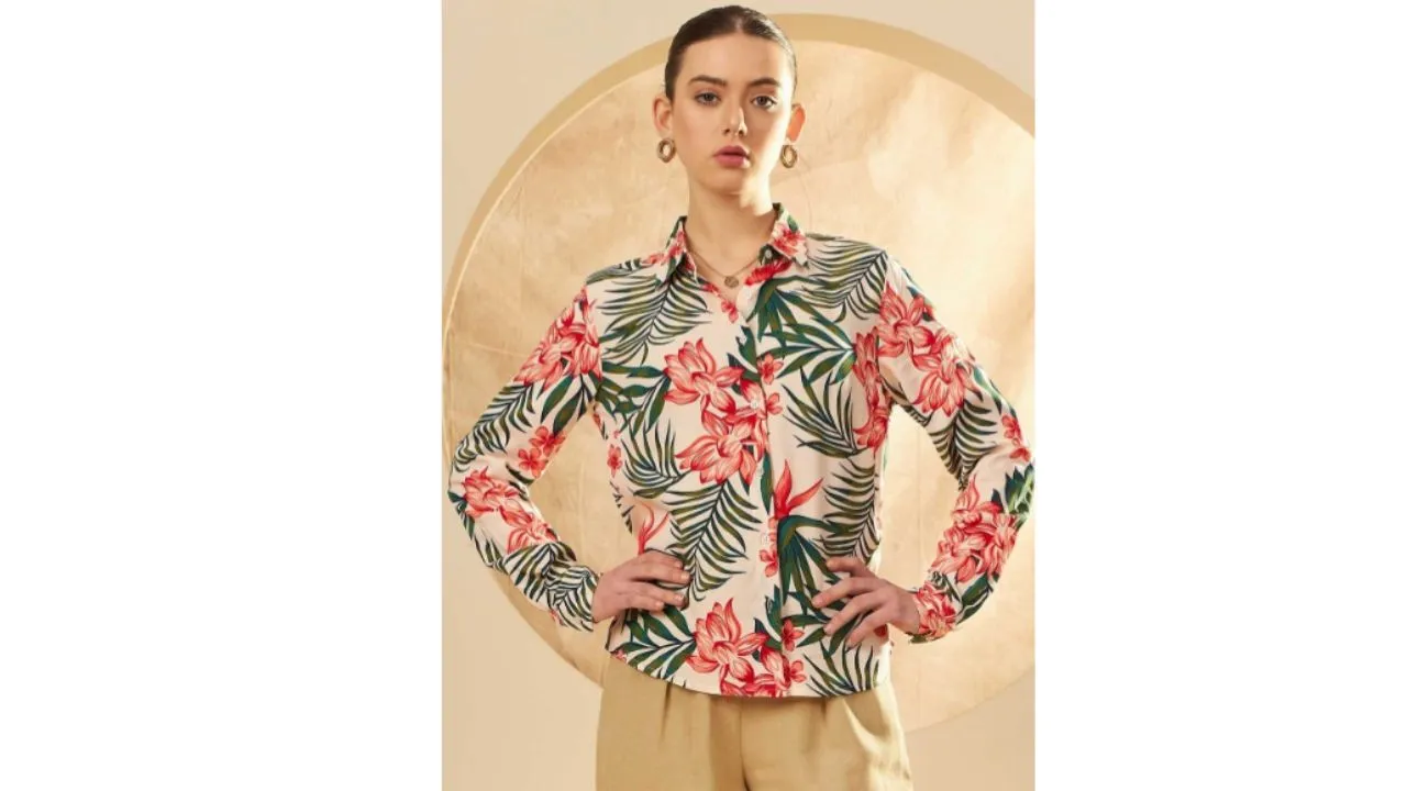 Classic Cream Printed Floral Shirt