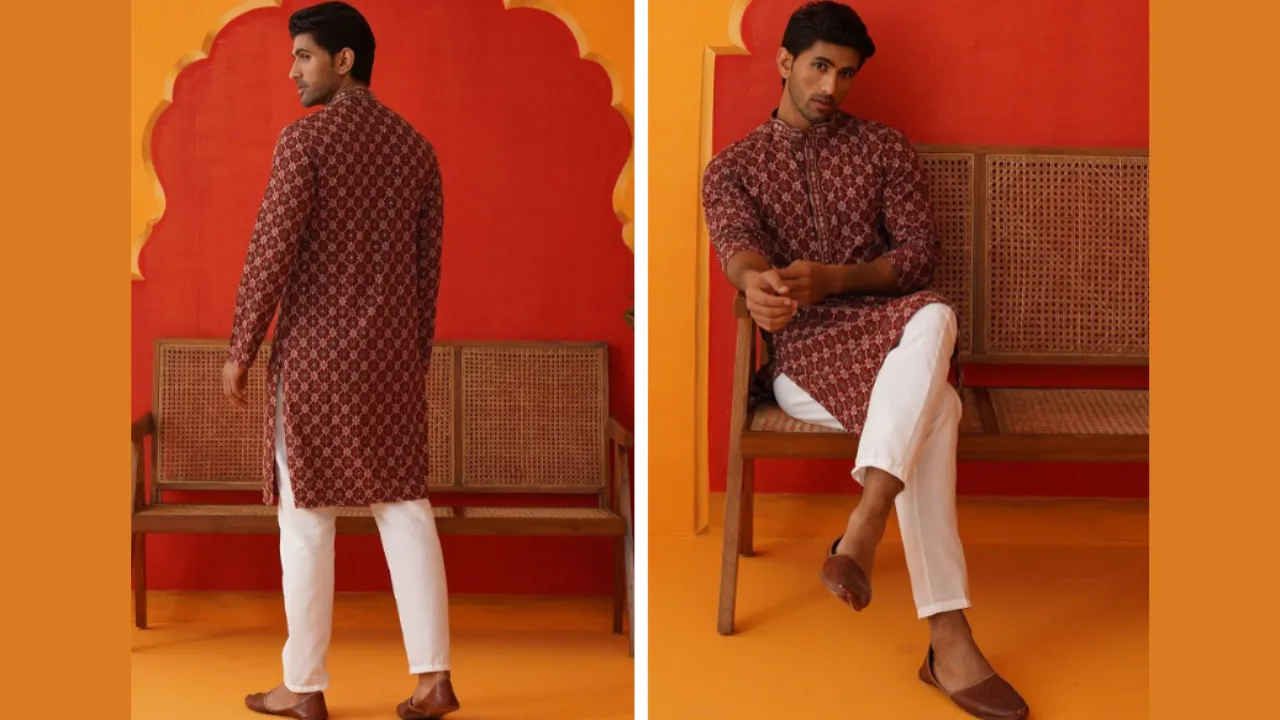 Jompers Men Ethnic Motifs Embroidered Regular Sequinned Kurta with Pyjamas