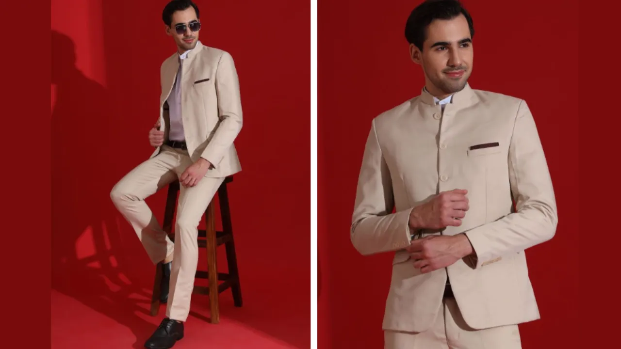 TAHVO Bandhgala Long Sleeve Two-Piece Suit