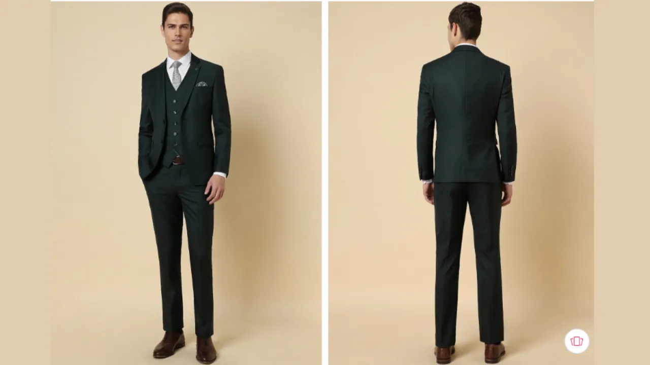 Allen Solly Slim Fit Notched Lapel Formal 3 Piece Suit