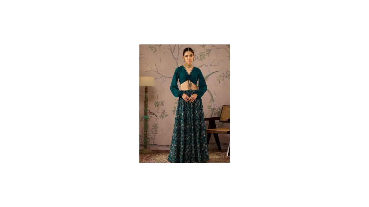 Shae by SASSAFRAS Crop Top With Anarkali Skirt