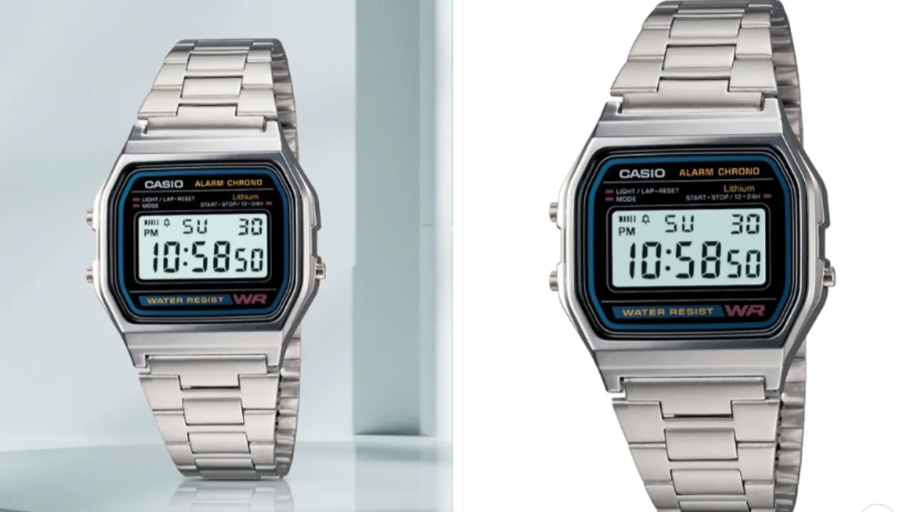CASIO Vintage A158WA-1DF Black Digital Dial Silver Stainless Steel Band