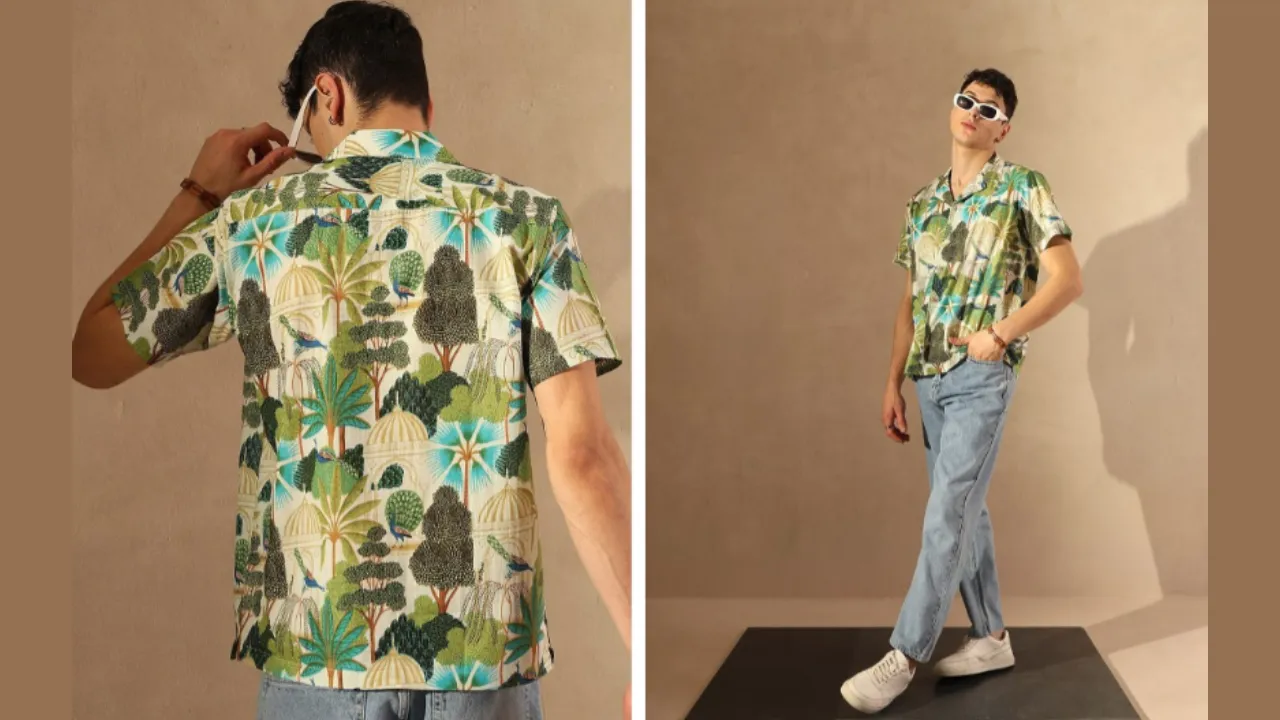 DENNISON Tropical Printed Opaque Casual Shirt