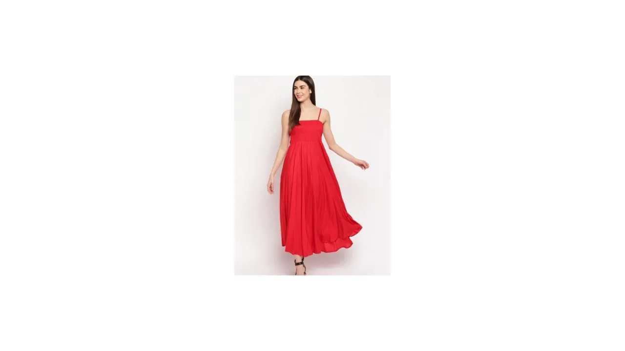 Aawari Women Red Solid Maxi Dress