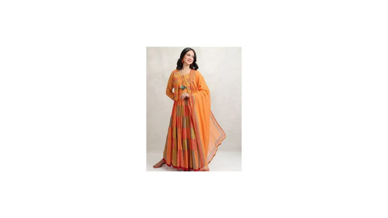 Vishudh Ethnic Dress with Shrugs And Dupatta
