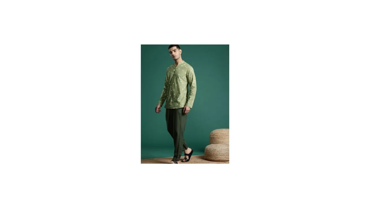 Sangria Men Printed Pure Cotton Kurta with Trouse