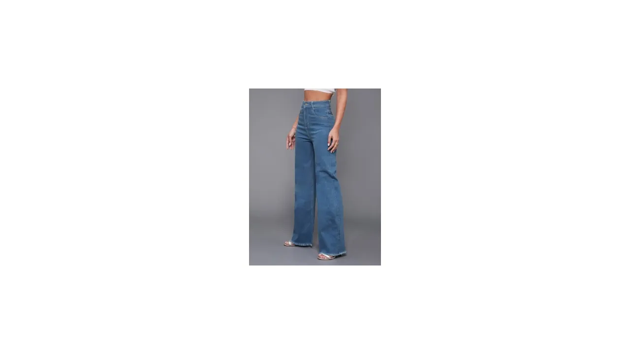 Miss Chase Women Wide-Leg High-Rise Regular-Length Stretchable Denim Jeans