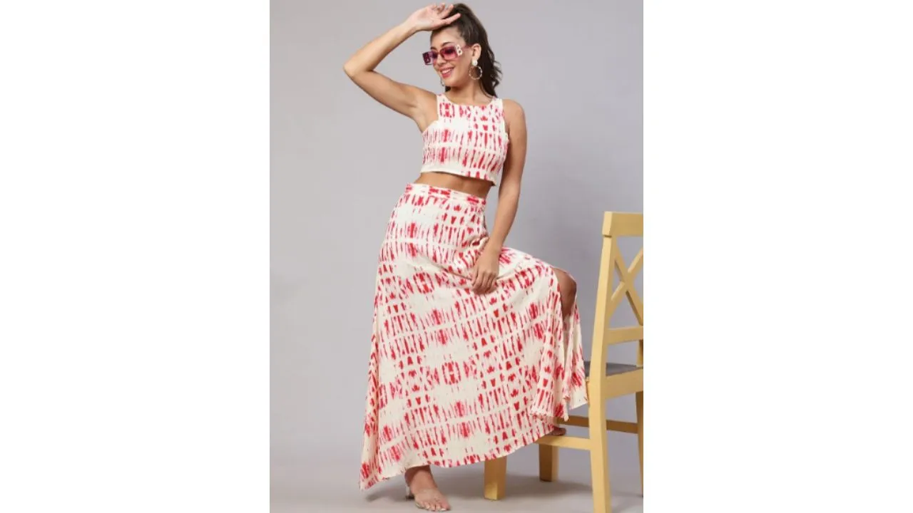 DAEVISH Tie dye Crop Top with Skirt Co Ord Set