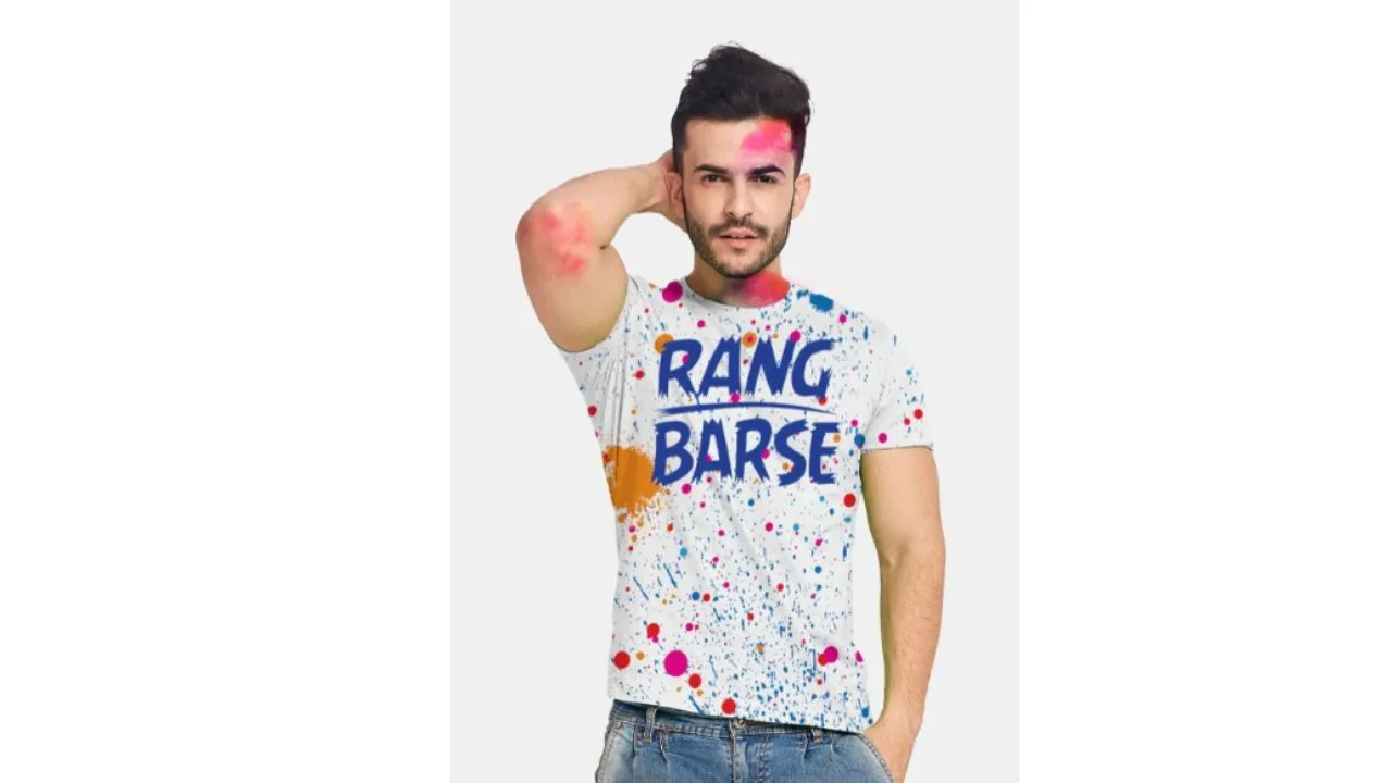 Holi Typography Printed T-shirt