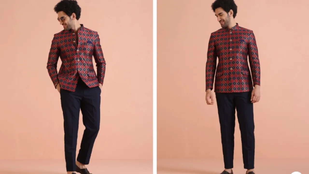 KISAH Men 2 Piece Ethnic Motif Printed Jodhpuri Bandhgala Suits
