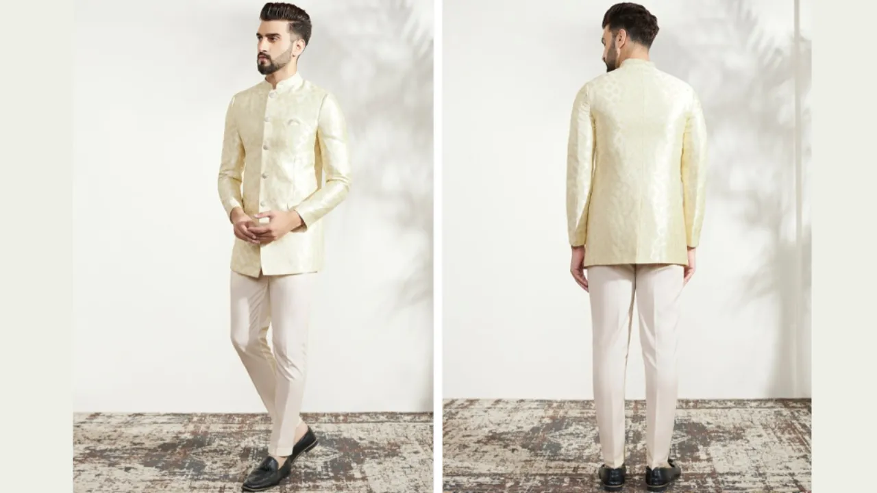 KISAH Men Ethnic Motifs Jodhpuri Bandhgala Blazer Set