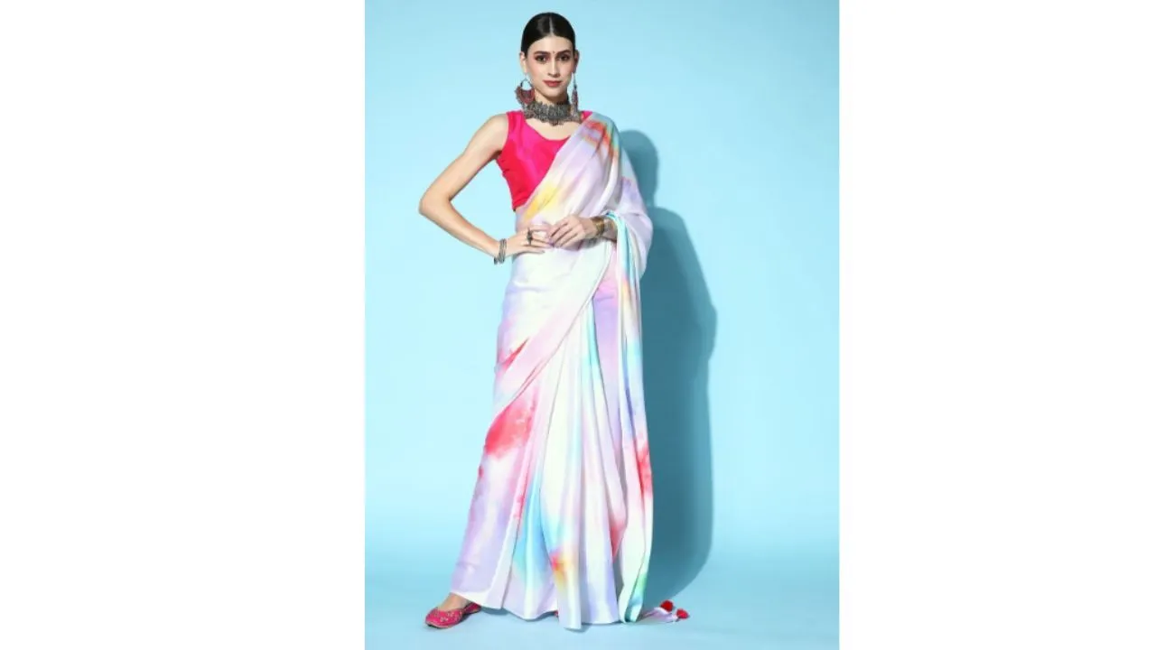 KIMISHA Ombre Satin Holi Saree