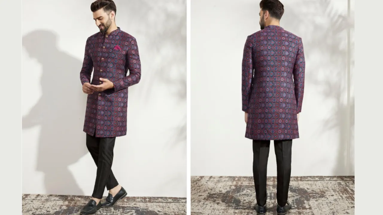 KISAH Men Ethnic Motifs Printed Indowestern Sherwani Se