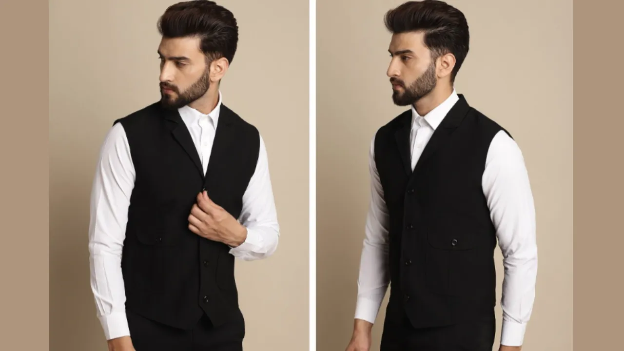 even Notched Lapel Collar Single Breasted Formal Waistcoat