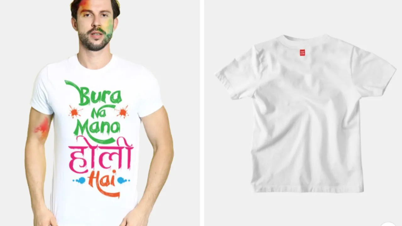 BonOrganik Men White & Green Bura Na Mano Holi Typography Printed T-shirt