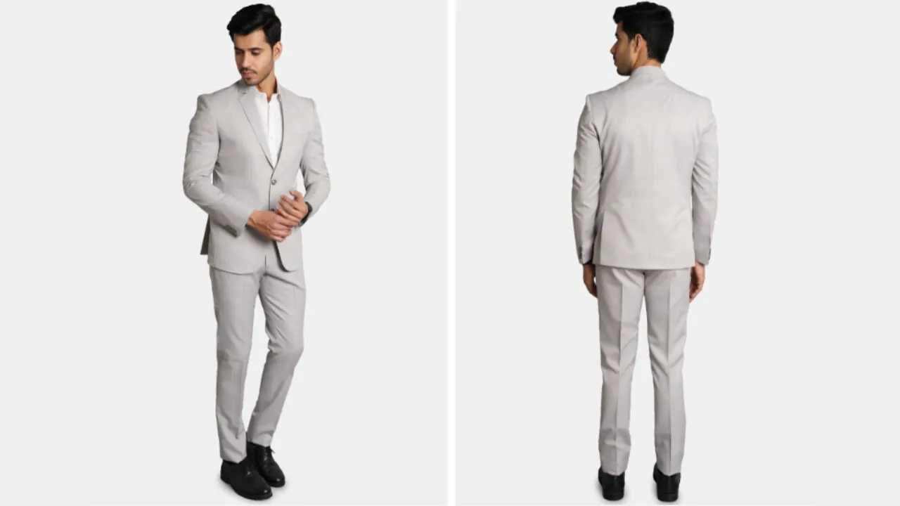  Wintage Men Checked Single-Breasted Two Piece Suit 