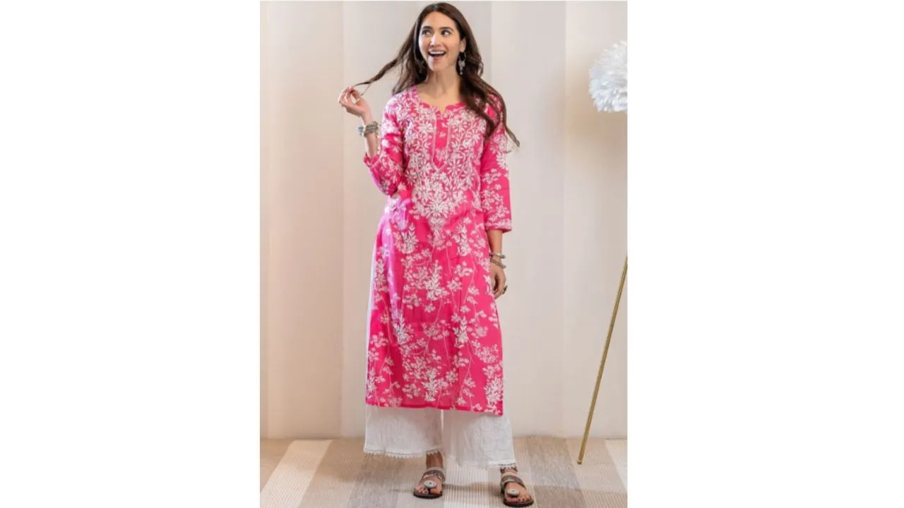 Floral Embroidered Chikankari Kurta