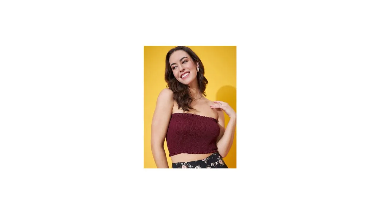 Berrylush BASICS Strapless Smocked Tube Crop Top