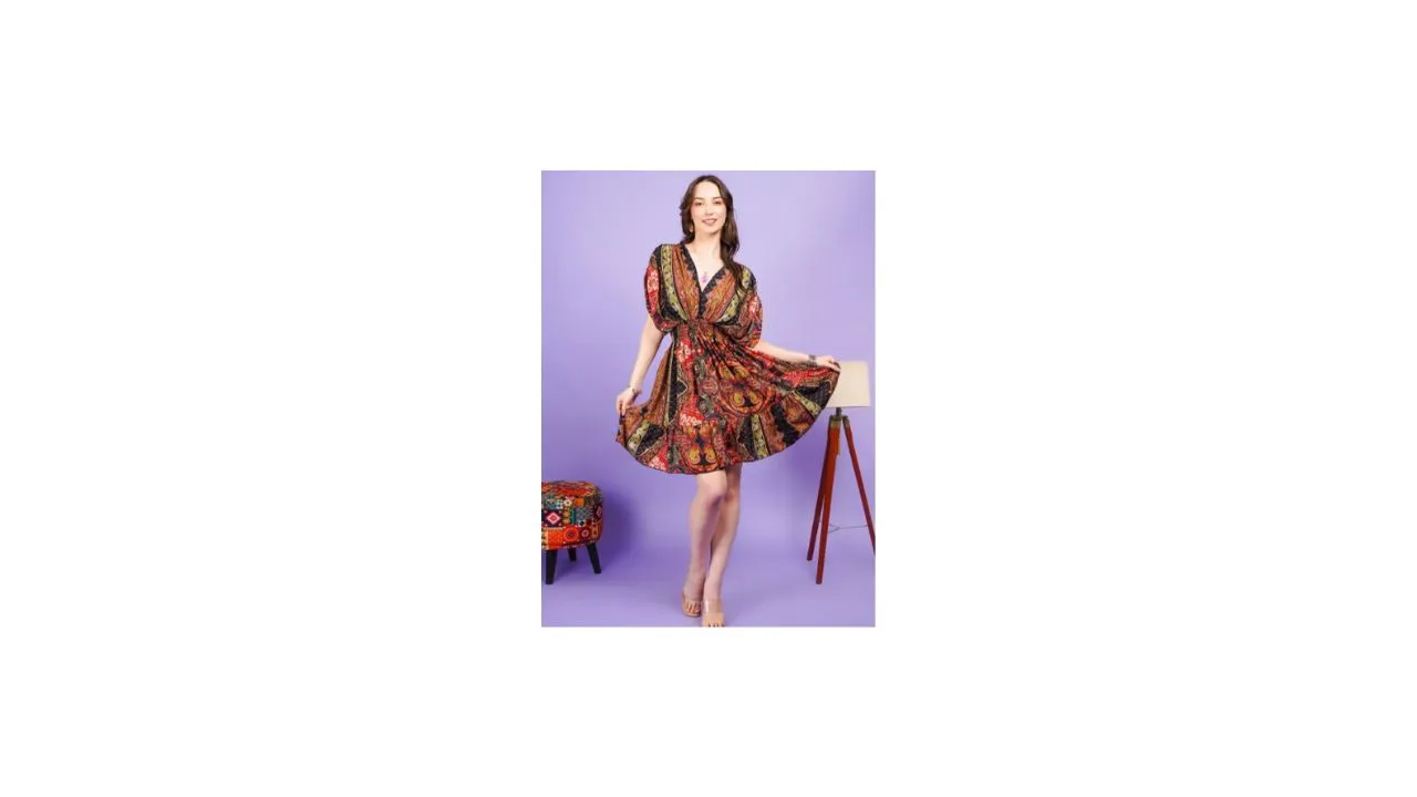 Boholyfe Sleeve Bohemian Printed Mini Dress