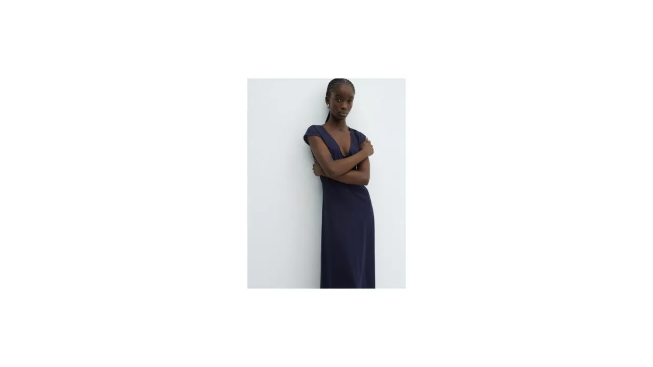 MANGO A-Line Pure Cotton Midi Dress