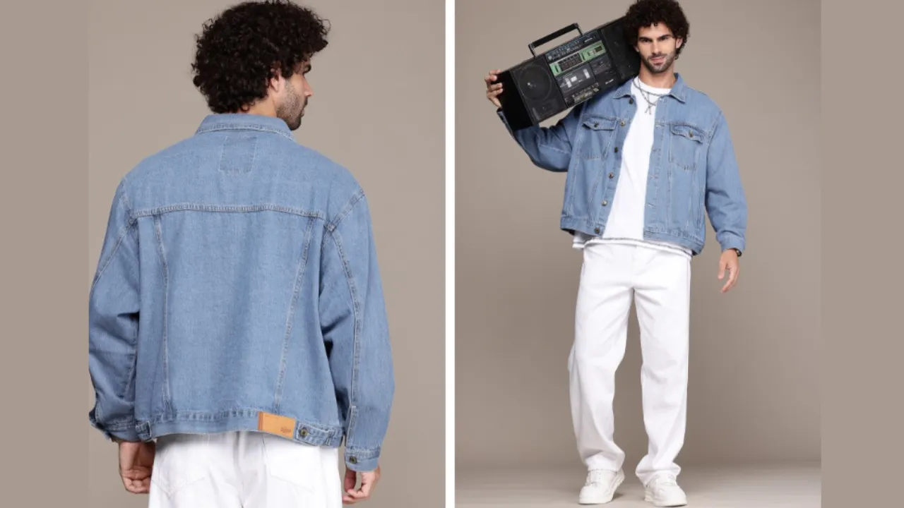 Roadster The Life Co. Oversized Pure Cotton Denim Trucker Jacket