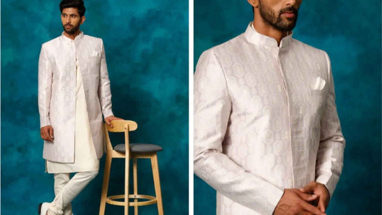 VASTRAMAY Embroidered Indo Western Sherwani Set
