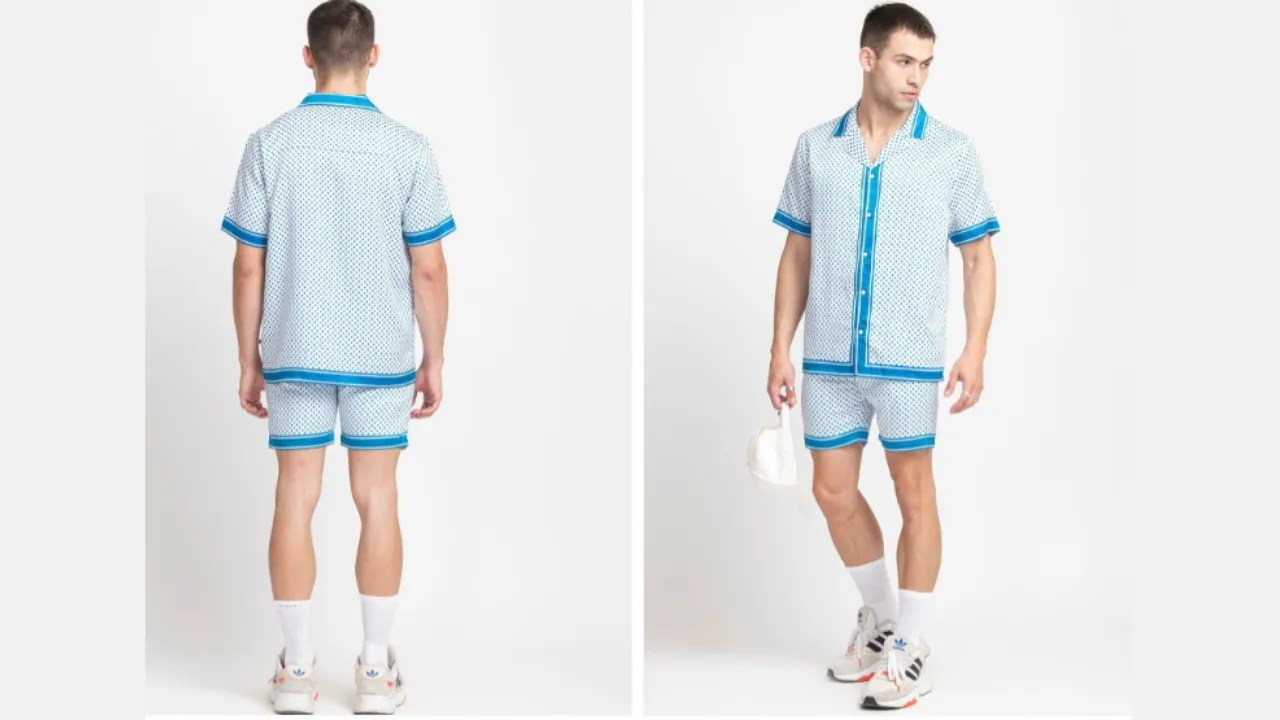 KISSOSS Men Polka Dots Printed Night suit