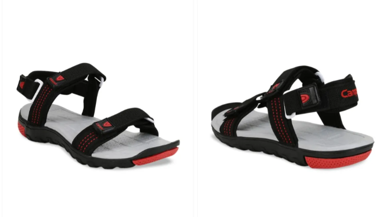 Campus Men Black & Grey Solid Sports Sandals
