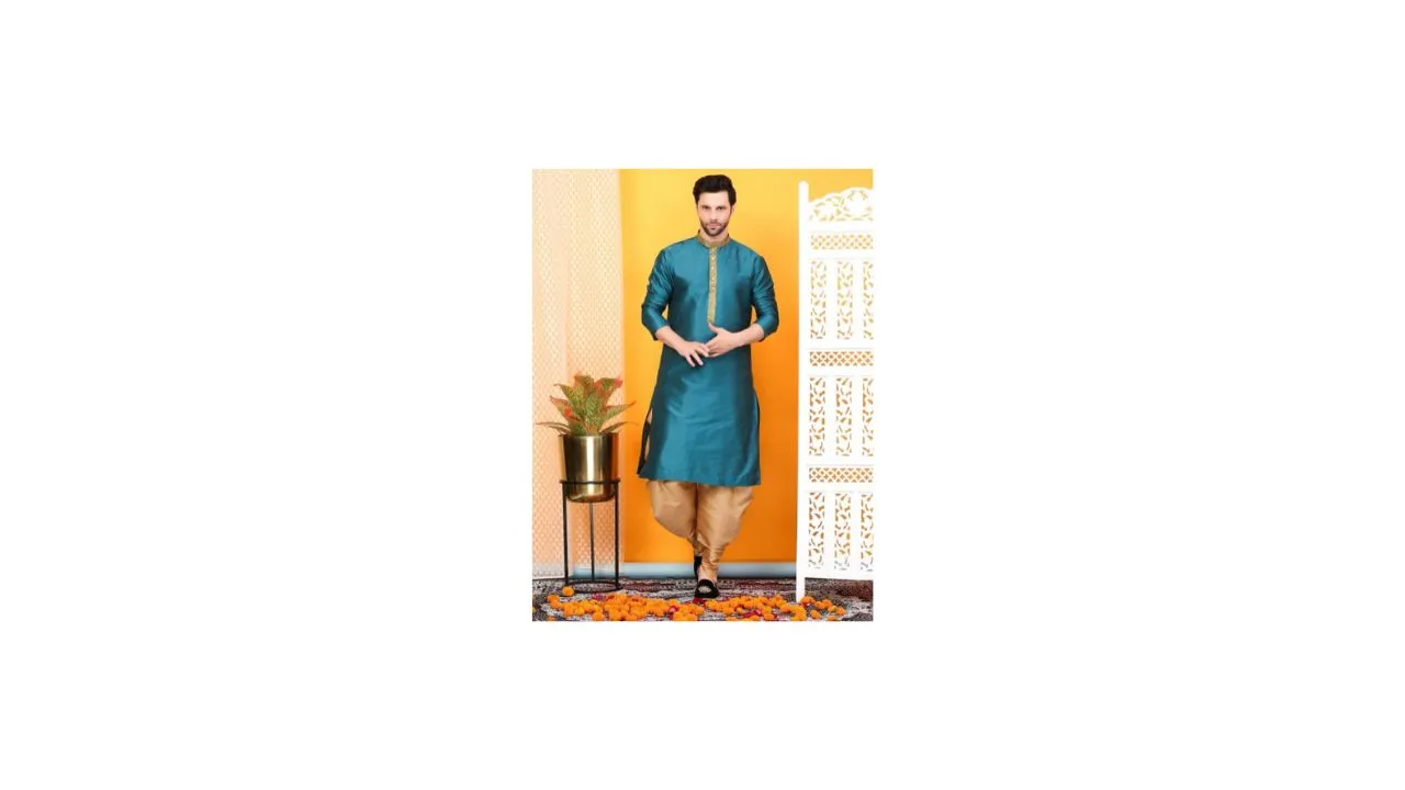Larwa Embellished Silk Kurta with Salwar