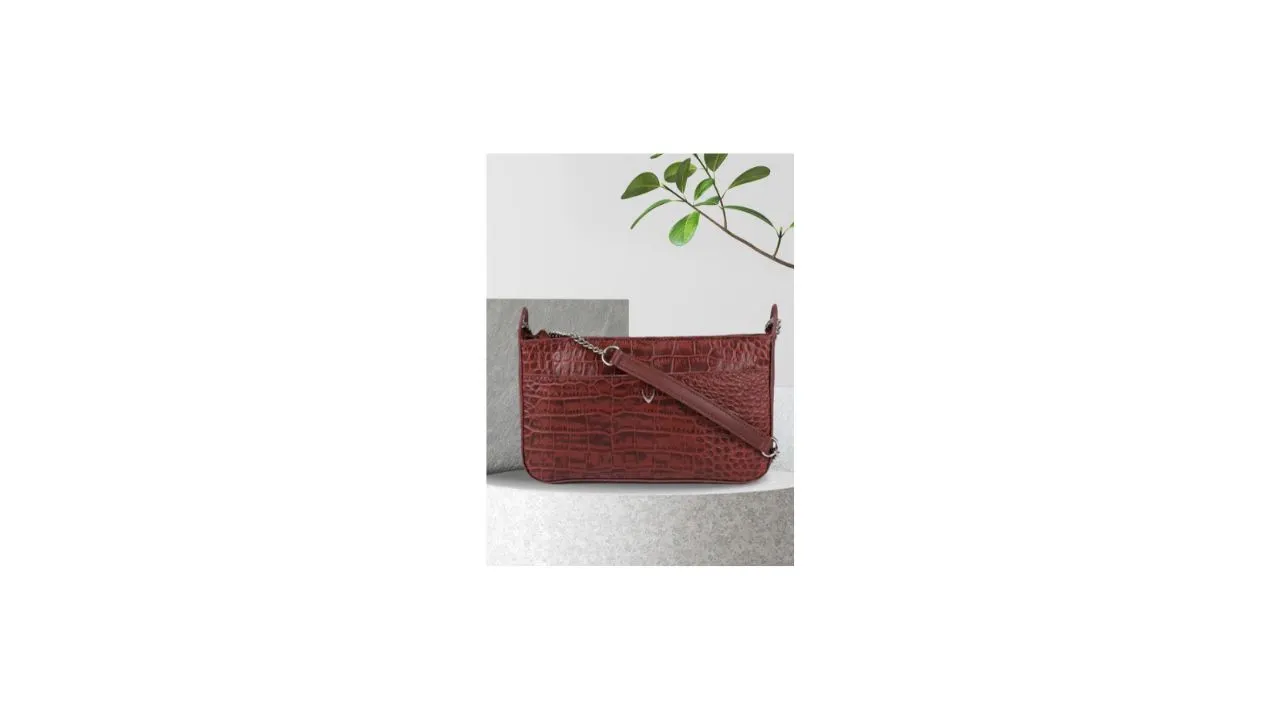 Hidesign Women Red Textured Leather Sling Bag
