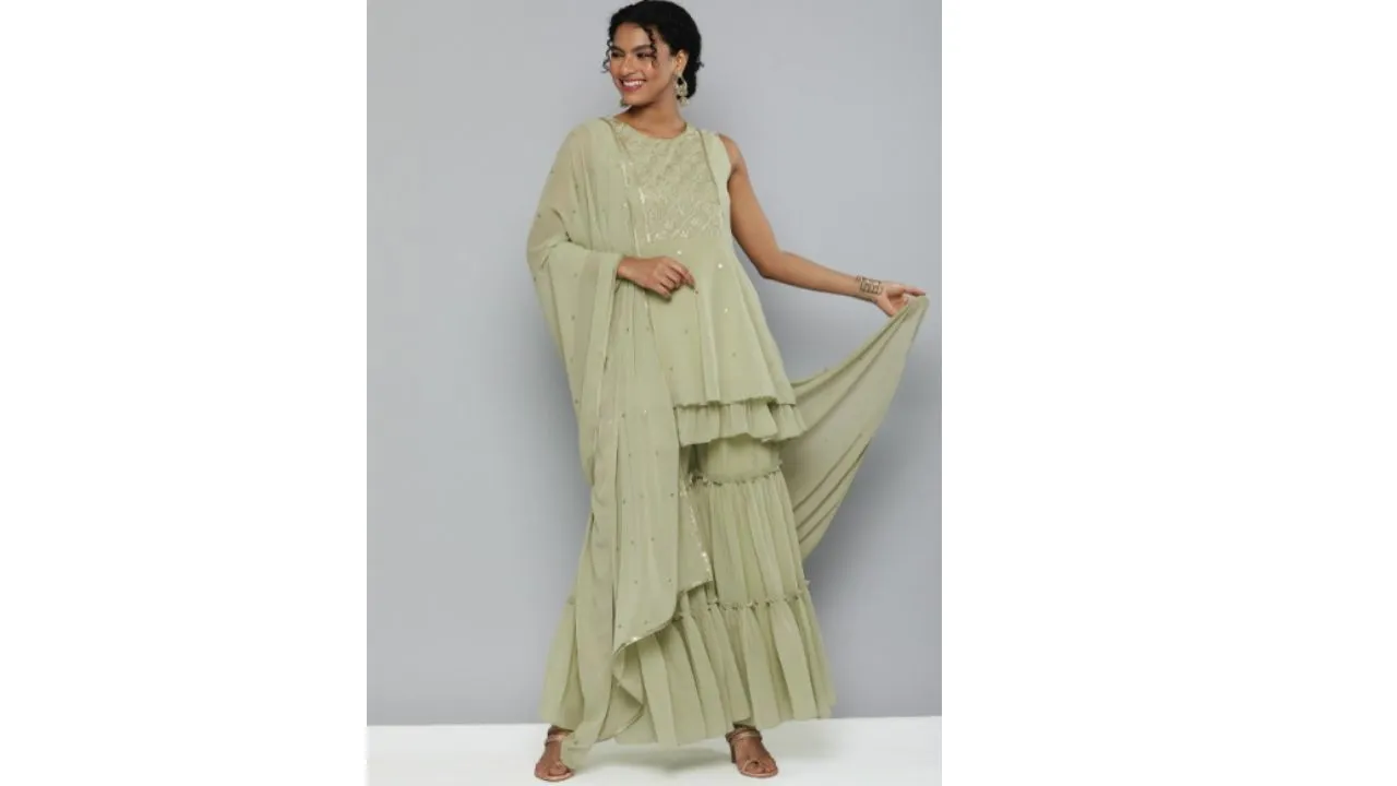 Sequinned Kurta with Sharara