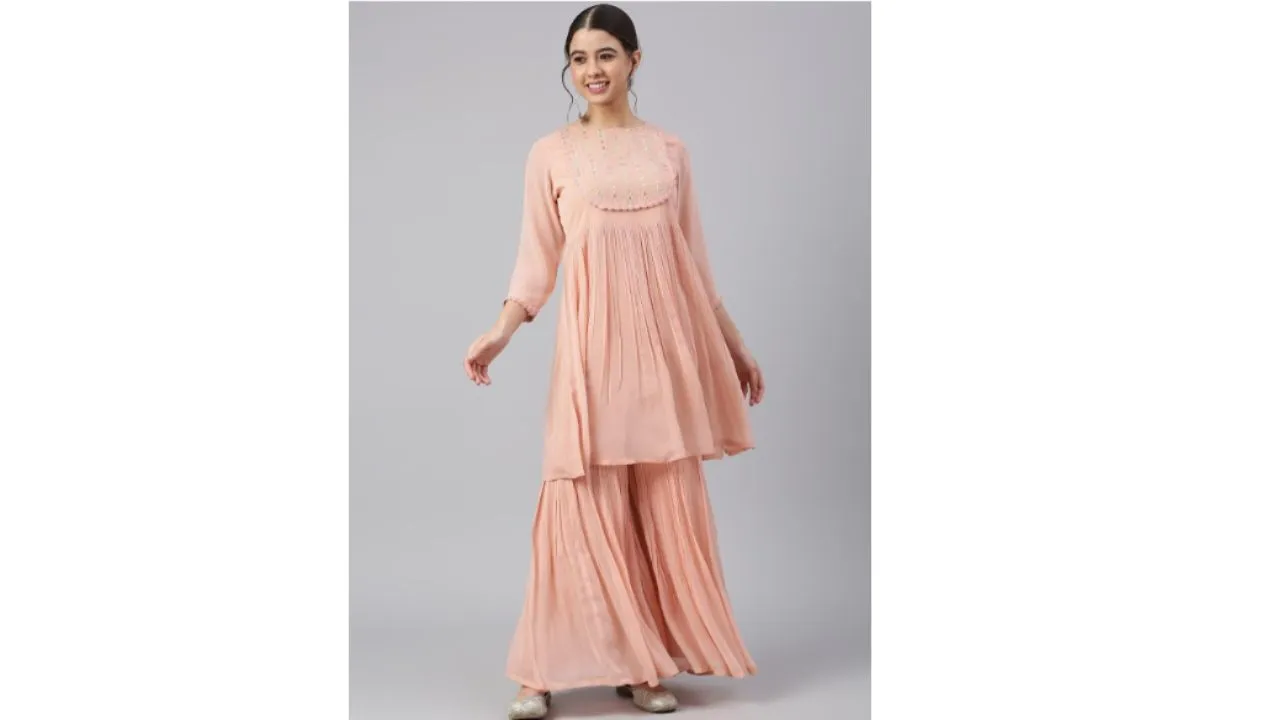 Thread Work Kurta with Sharara
