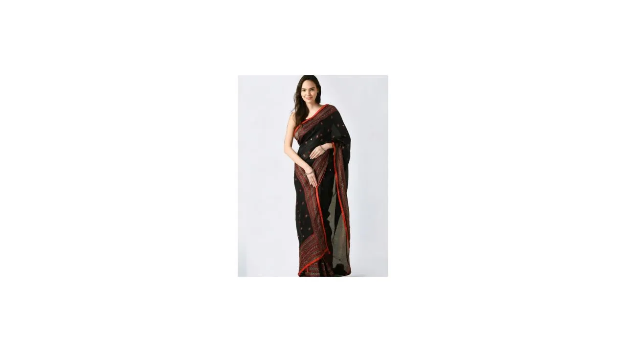 Vipra Designer Ethnic Motifs Printed Jute Cotton Saree